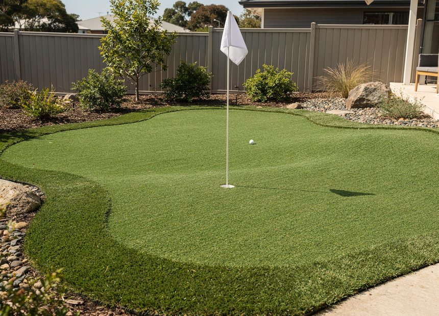 Backyard putting green in Huntersville, NC
